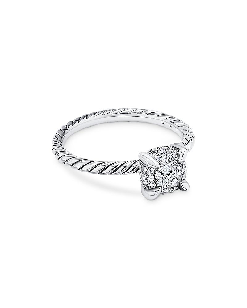 David Yurman Sterling Petite Chatelaine Diamond Pave Cable Ring Product Image