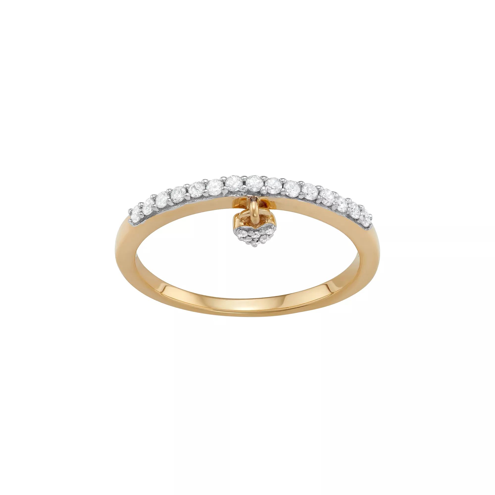 Jewelexcess Sterling Silver 1/5 Carat T.W. Diamond Heart Charm Ring, Women's,  Product Image