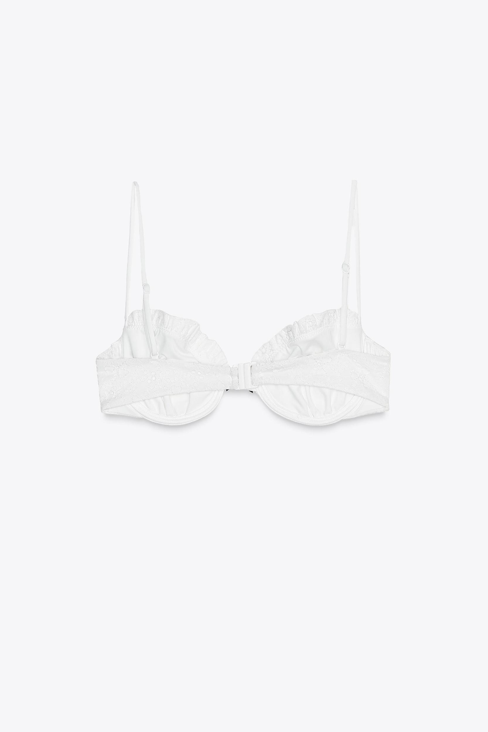 CONTRAST TIE RUFFLE BIKINI TOP Product Image