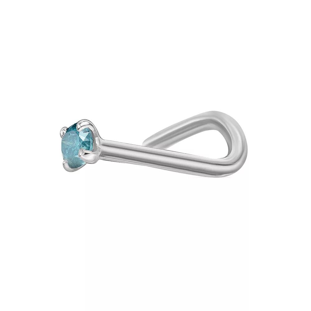 Lila Moon 14k White Gold Blue Diamond Accent Nose Ring, Women's Product Image