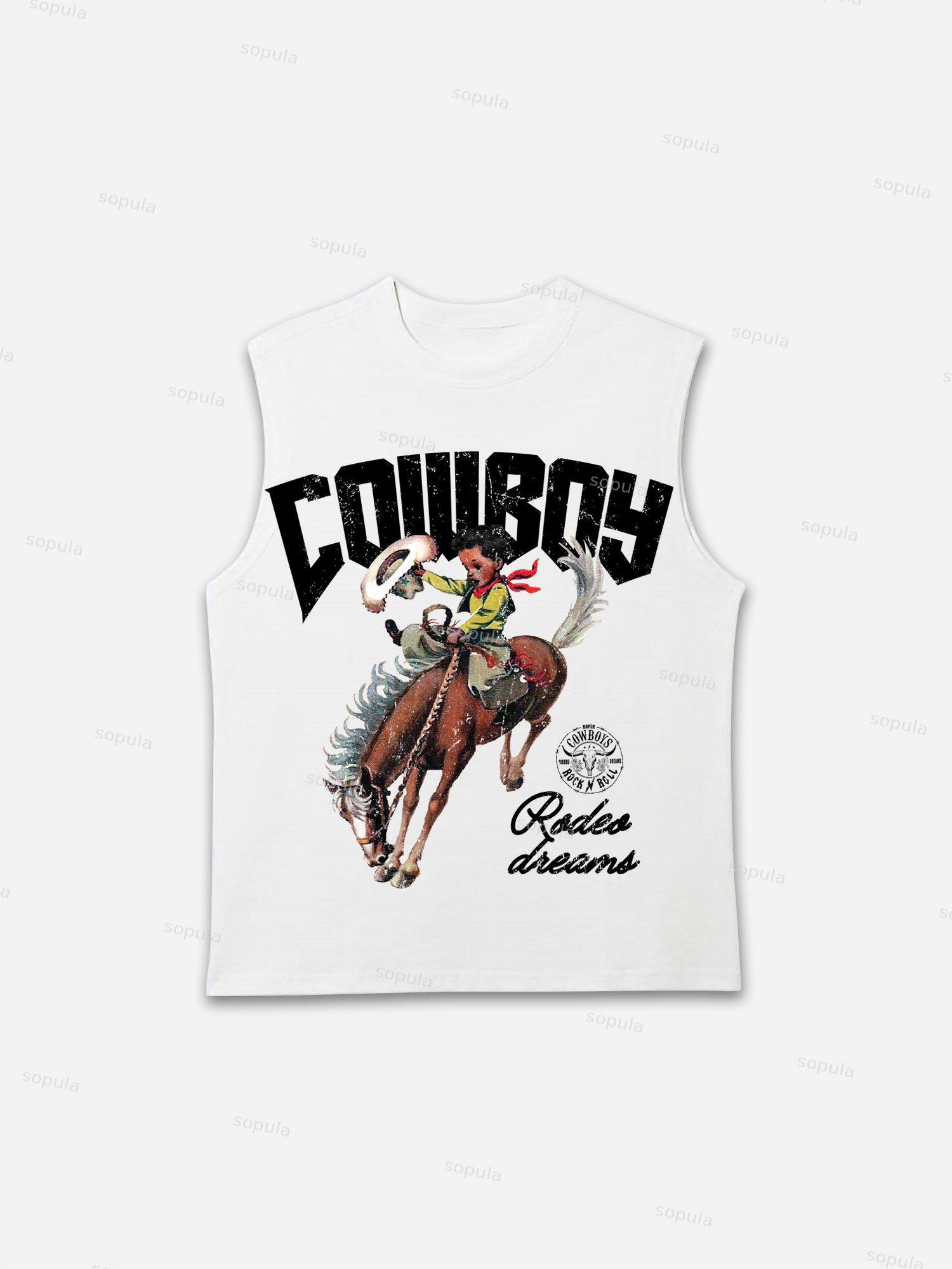 Cowboy Rodeo Dreams Print Tank Top Product Image