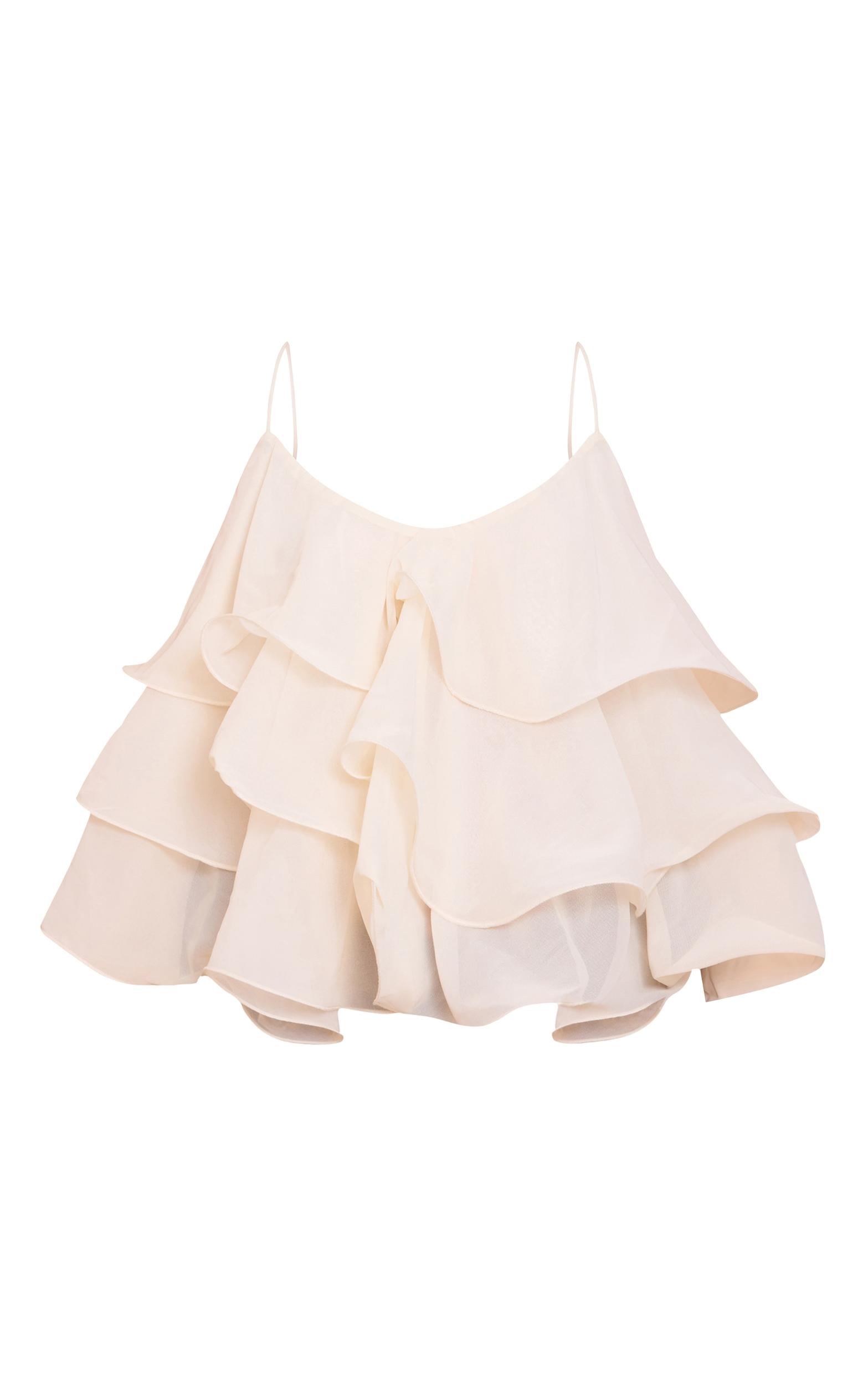 Cream Chiffon Layered Puffball Top Product Image