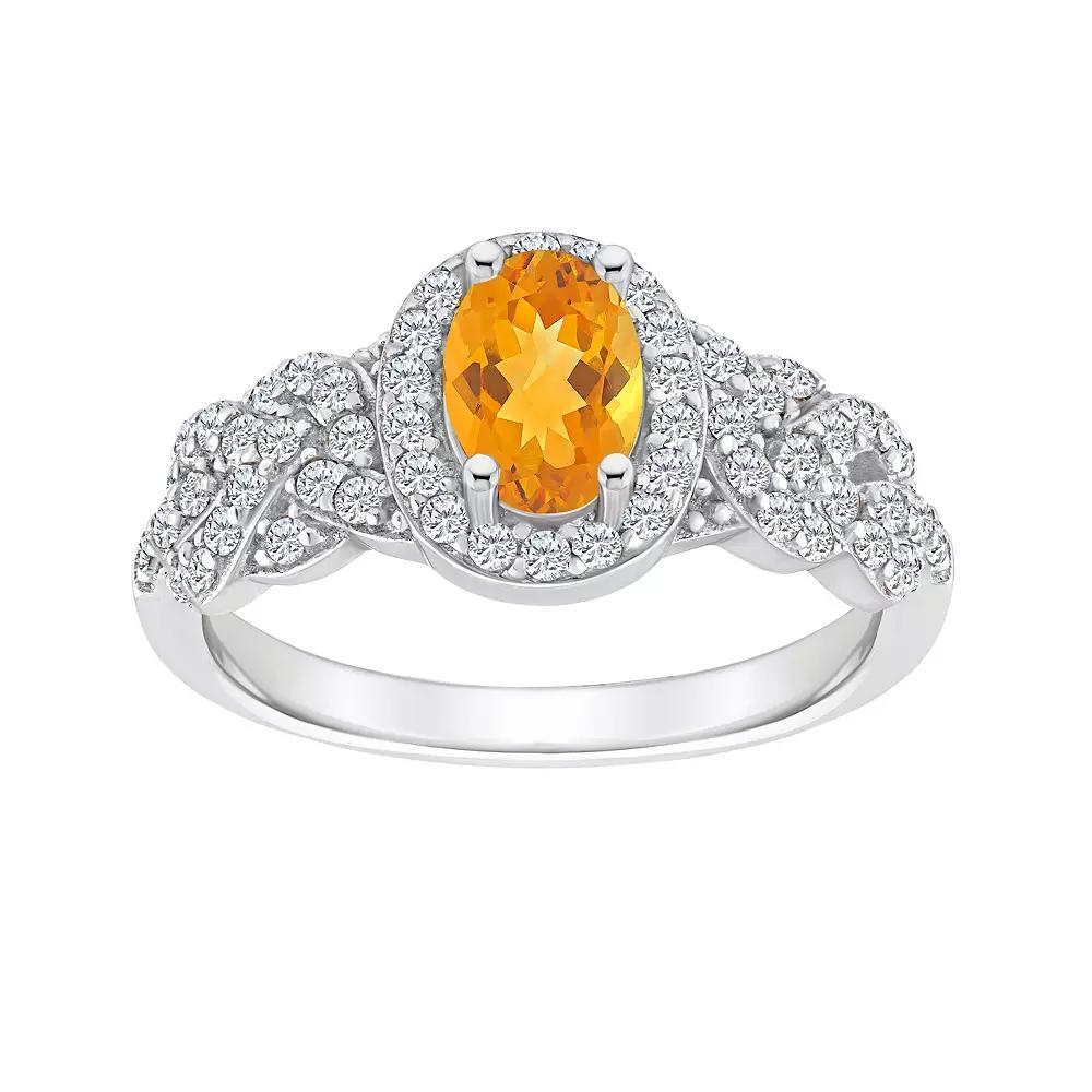 Celebration Gems Sterling Silver Citrine & White Topaz Accent Ring, Women's,  Product Image