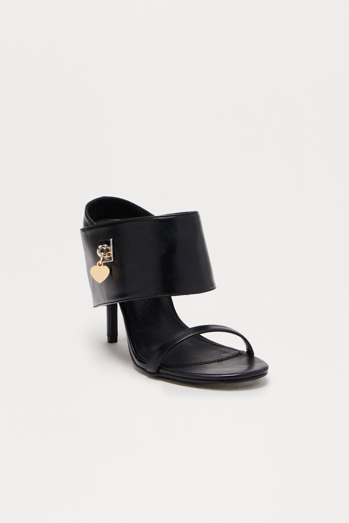 Arya Faux Leather Stiletto Heels  - Black Female Product Image