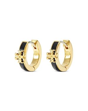 Tory Burch Kira Enamel Huggie Hoop Earrings in 18K Gold Plated Product Image