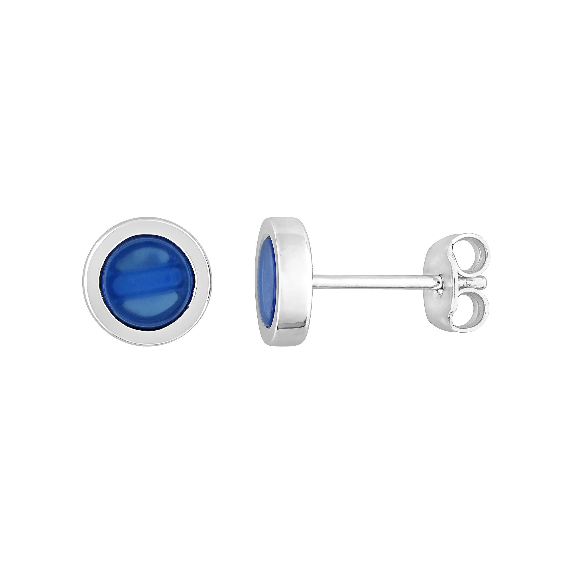 Stella Grace Sterling Silver Blue Agate Round Stud Earrings, Women's Product Image