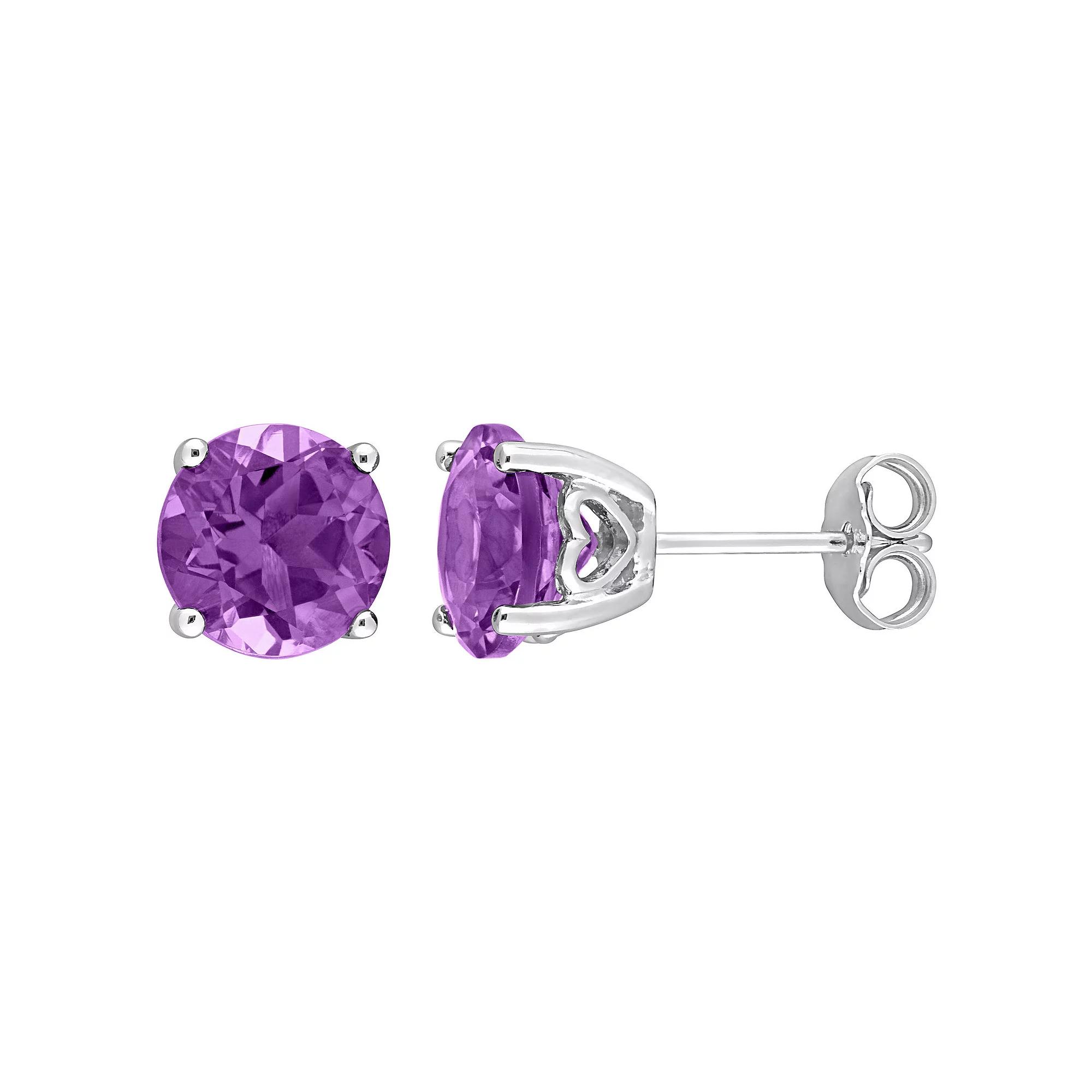Stella Grace Sterling Silver & Gemstone Round Stud Earrings, Women's, Purple Product Image