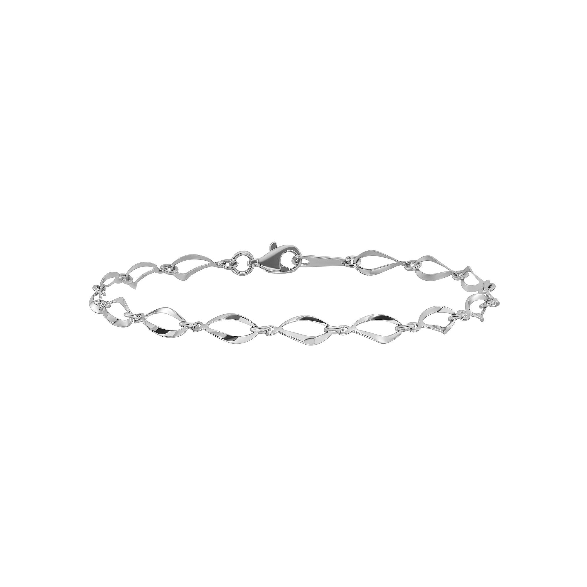14k White Gold Polished Fancy Link Bracelet, Women's, Size: 7.25" Product Image