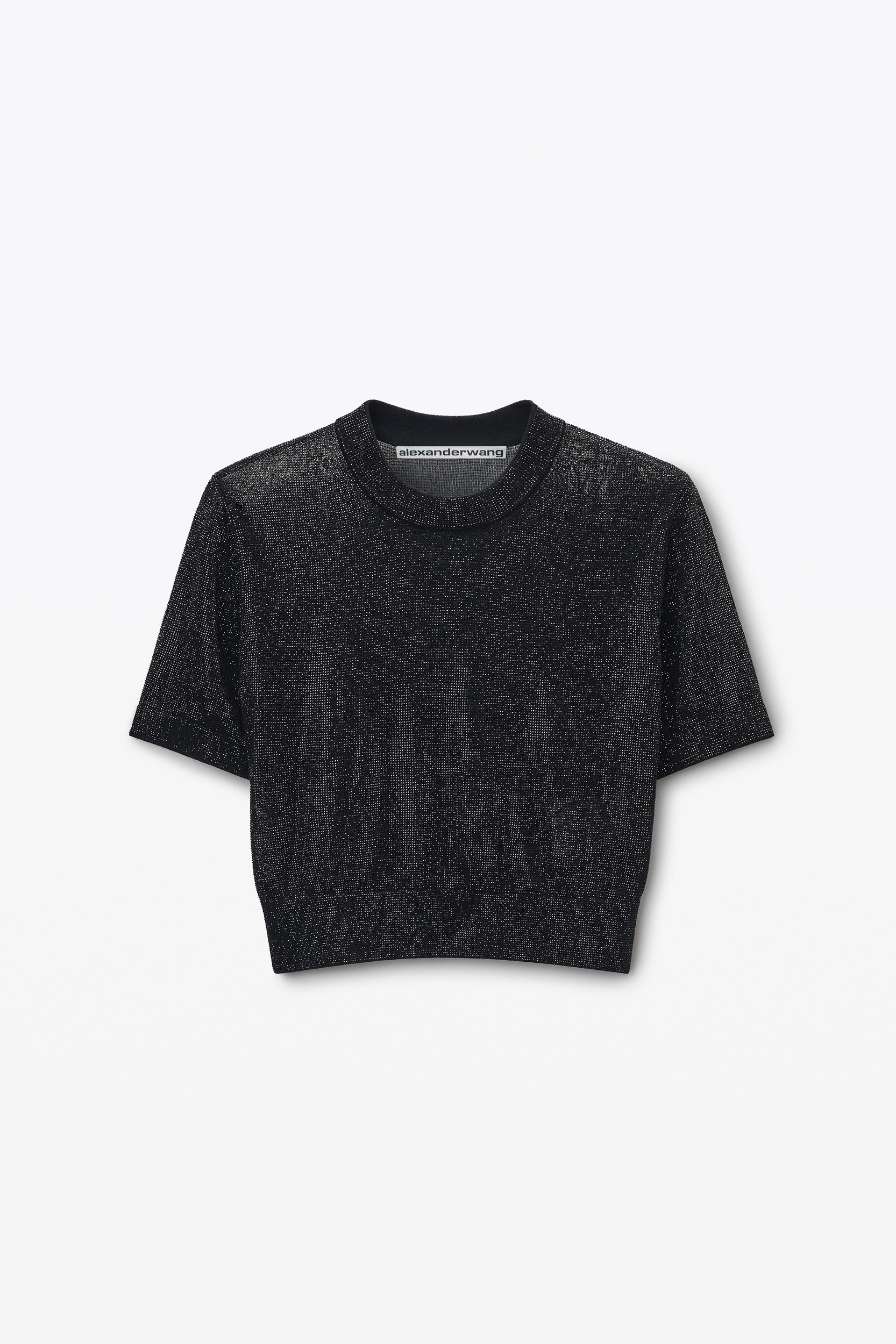 Black Clear Bead Hotfix Crewneck Tee Product Image