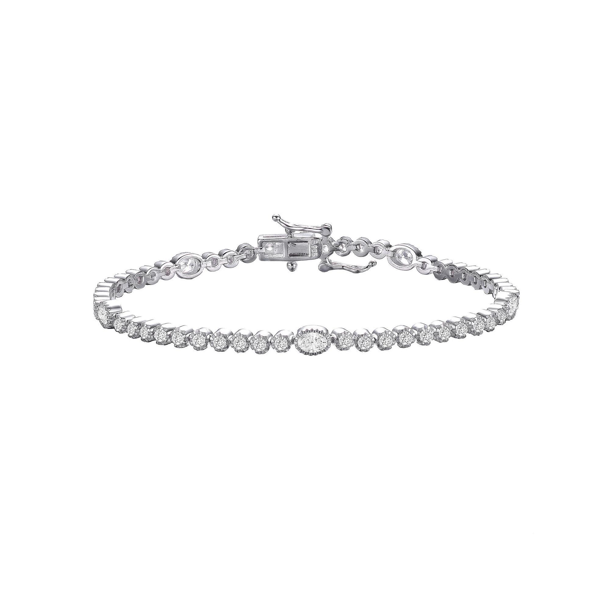 Sterling Silver Round & Oval Cubic Zirconia Tennis Bracelet, Women's,  Product Image