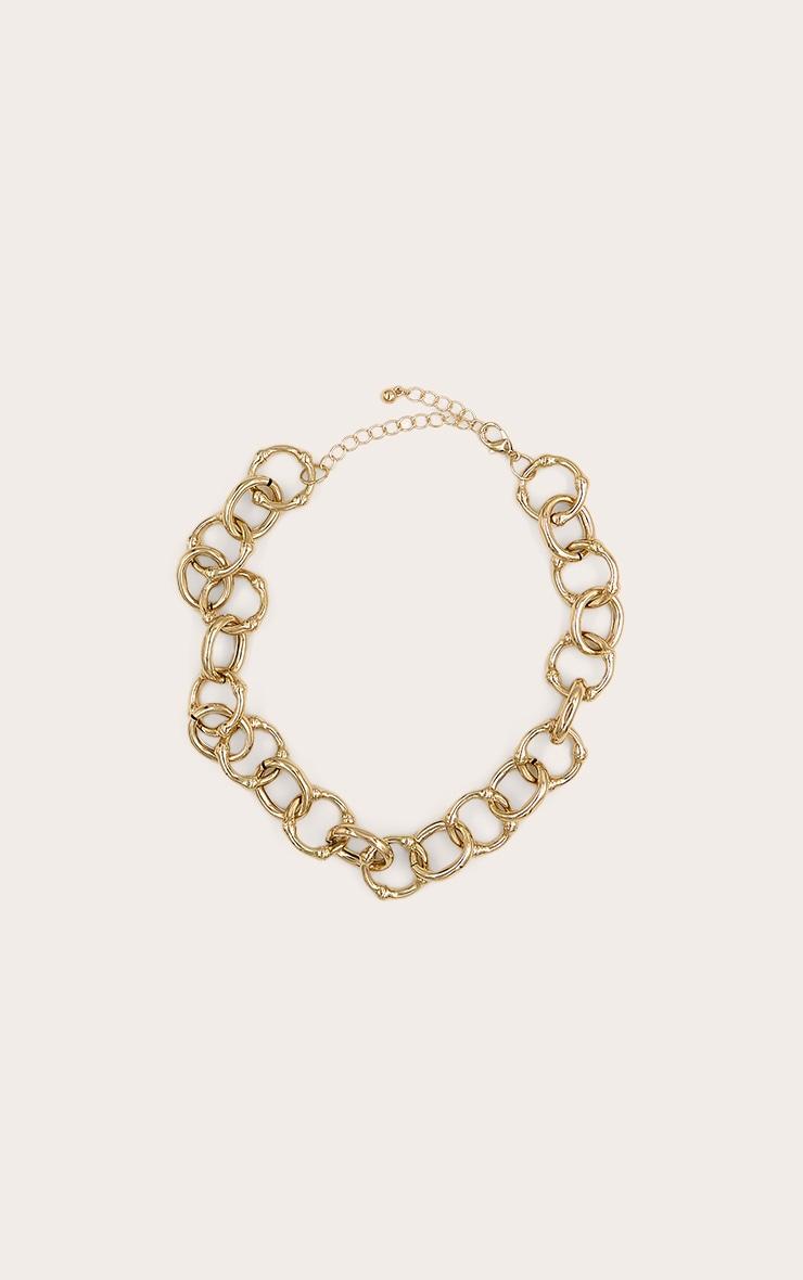 Gold Chunky Textured O-Ring Chain Necklace Product Image