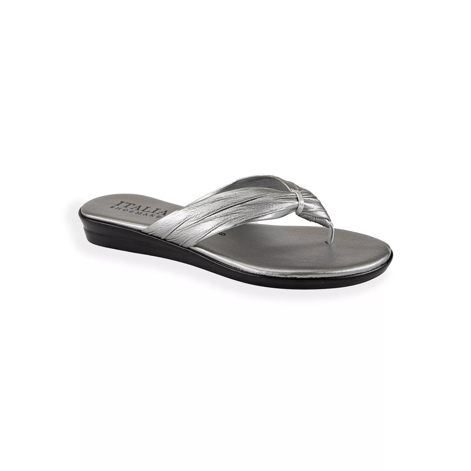 Womens Italian Shoemakers Aleena Flat Sandals Silver Product Image