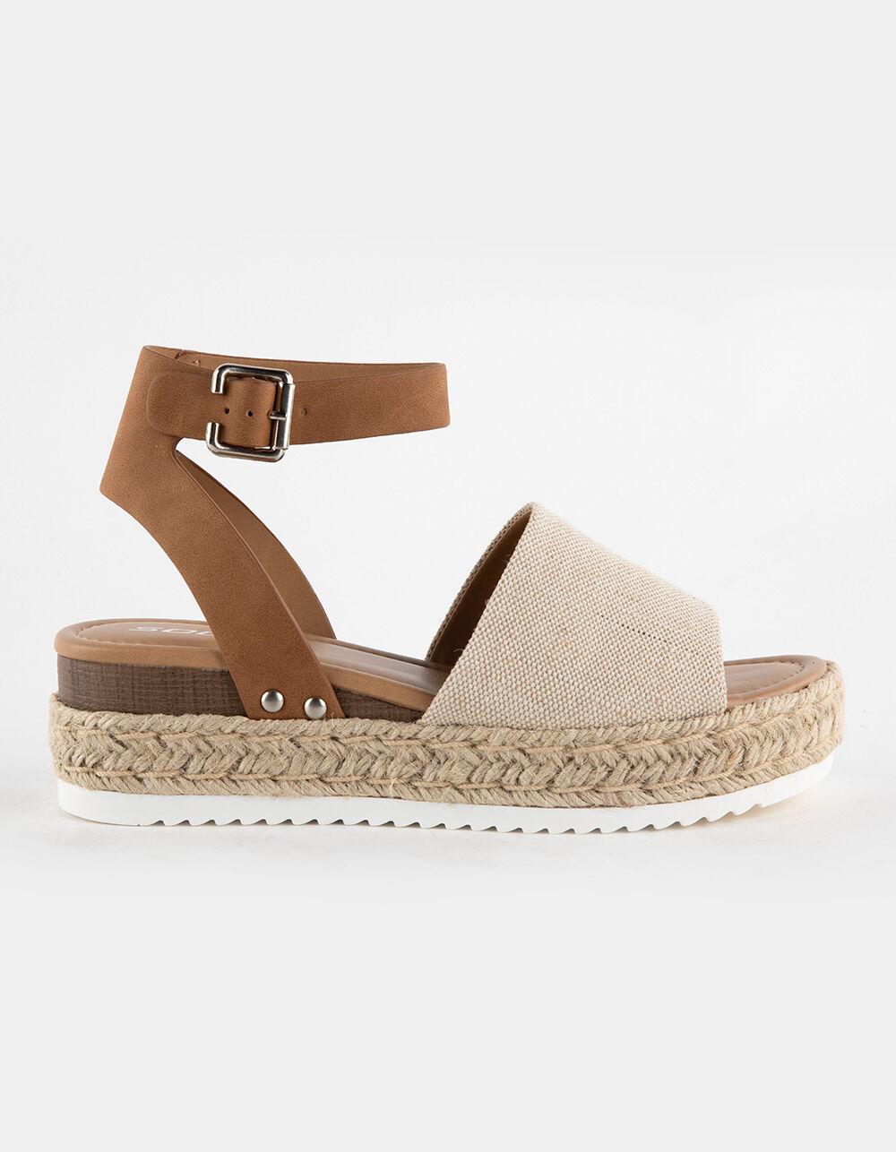 SODA Topic Beige Womens Espadrille Flatform Sandals - BEIGE Product Image