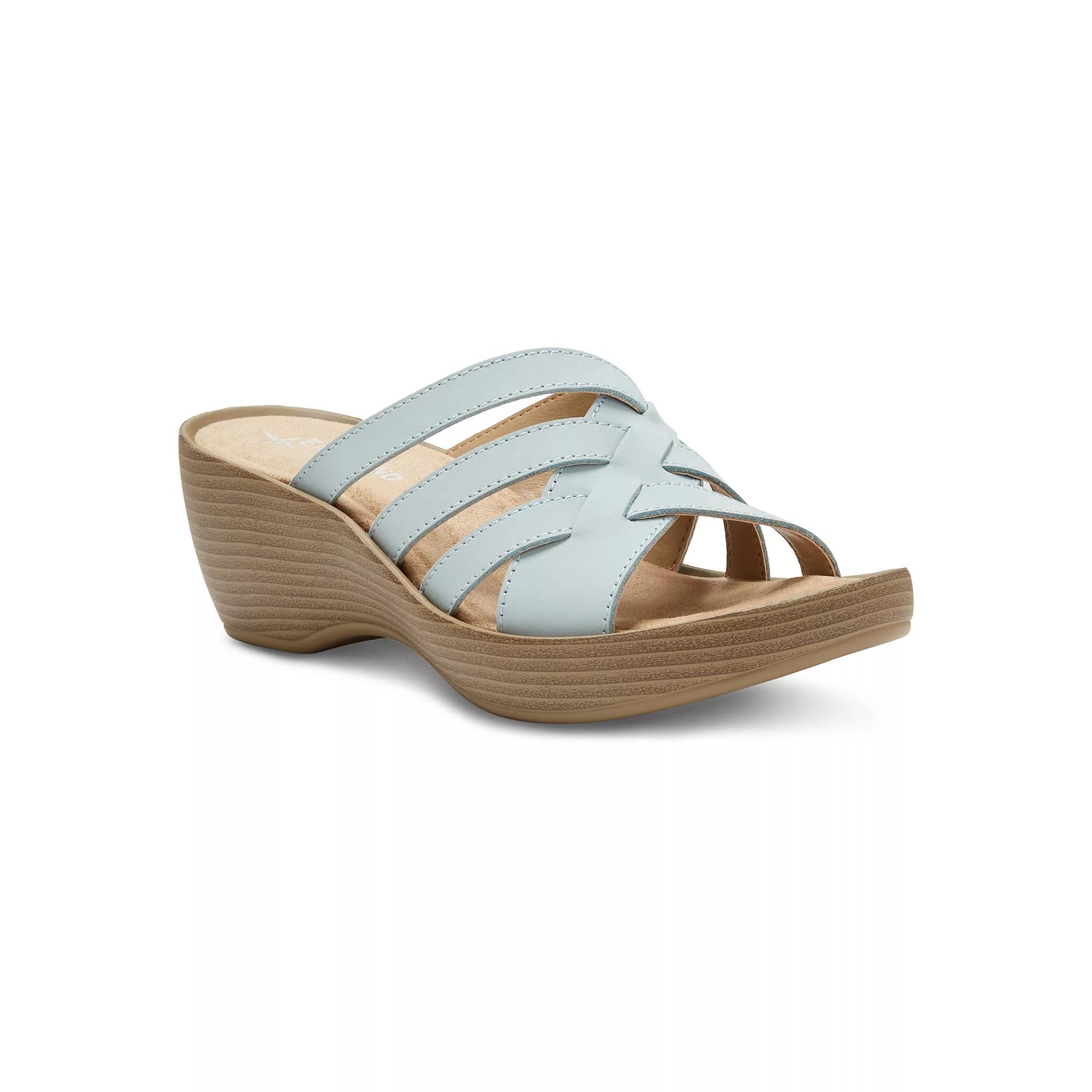 Eastland Poppy Women's Leather Wedge Sandals, Size: 11, Light Blue Product Image