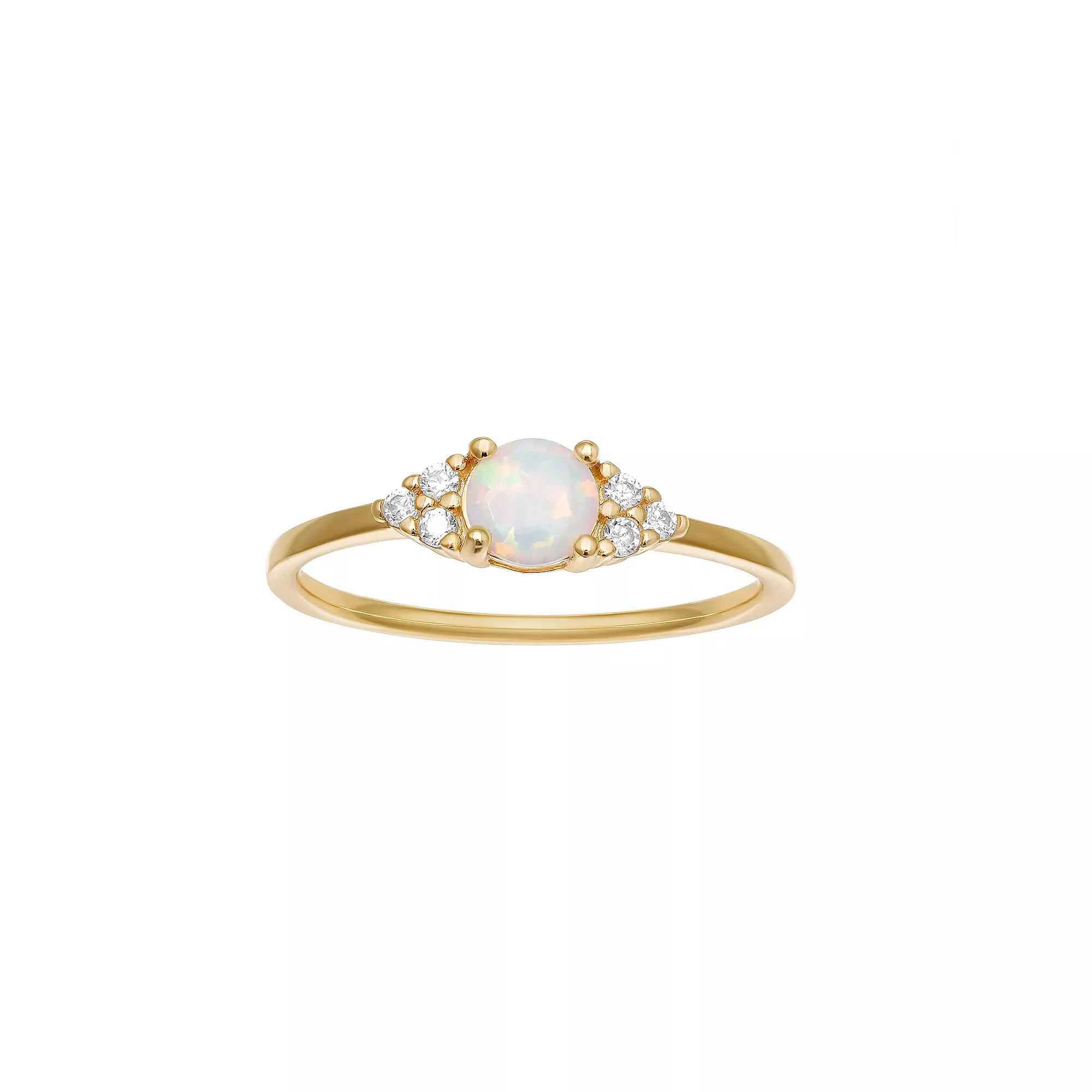 PRIMROSE Sterling Silver White Opal & Cubic Zirconia Cluster Ring, Women's, Size: 9, Gold Over Sterling Product Image