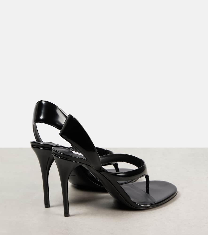 ALAÏA Leather Thong Slingback Sandals In Noir Product Image