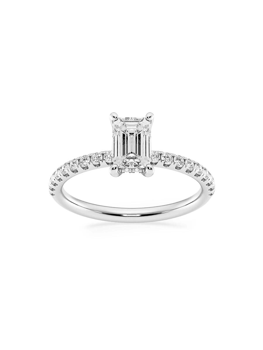 Womens Platinum & Emerald-Cut Lab-Grown Diamond Hidden Halo Ring/0.80-3.41 TCW Product Image