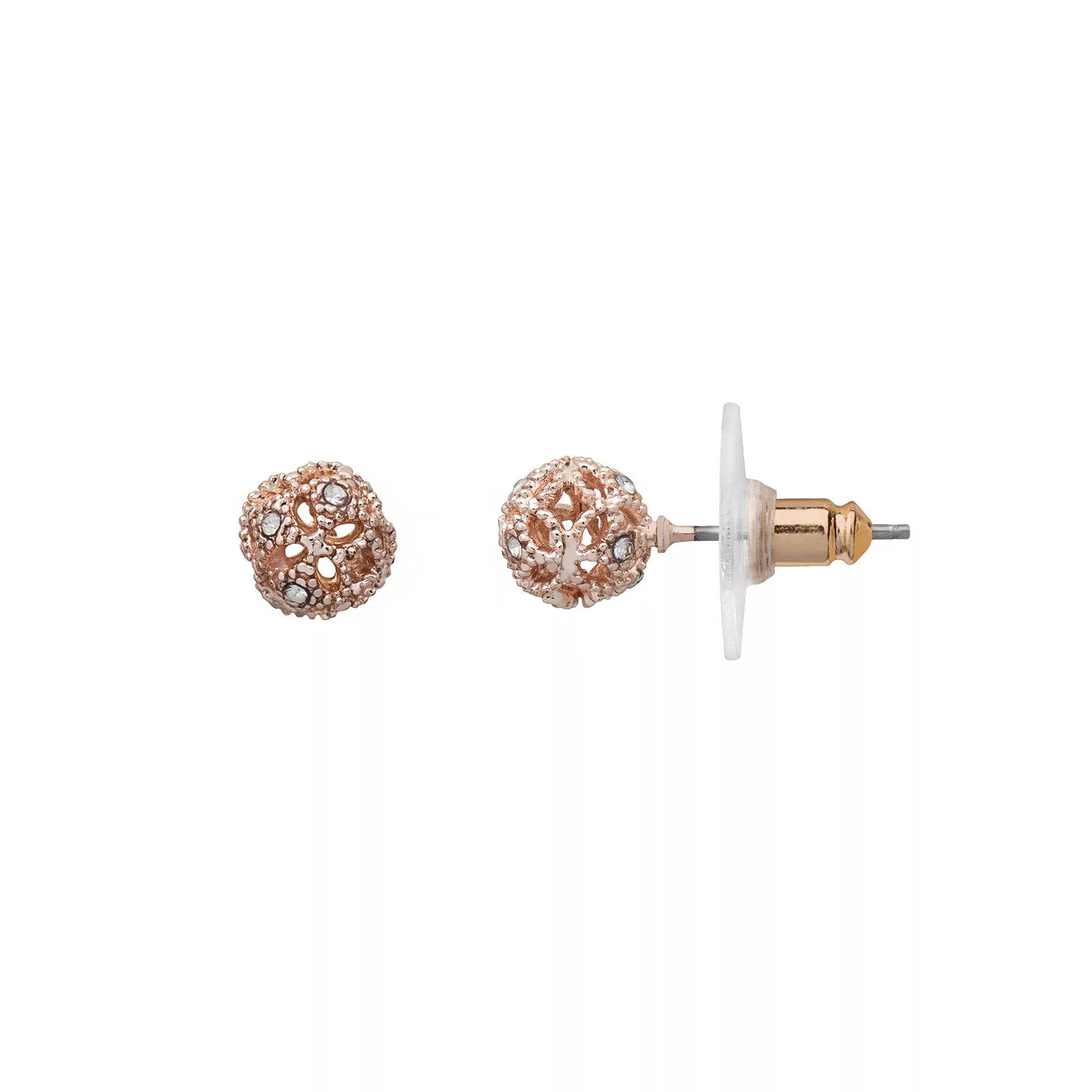 LC Lauren Conrad Openwork Ball Stud Earrings, Women's, Pink Tone Product Image