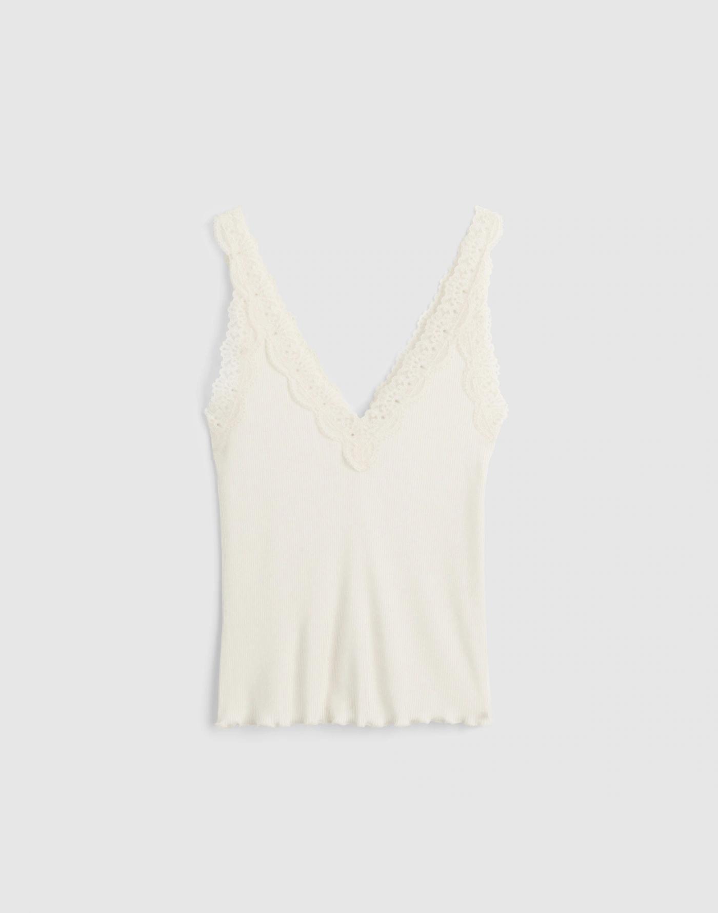 Lace-Trim V-Neck Tank Product Image