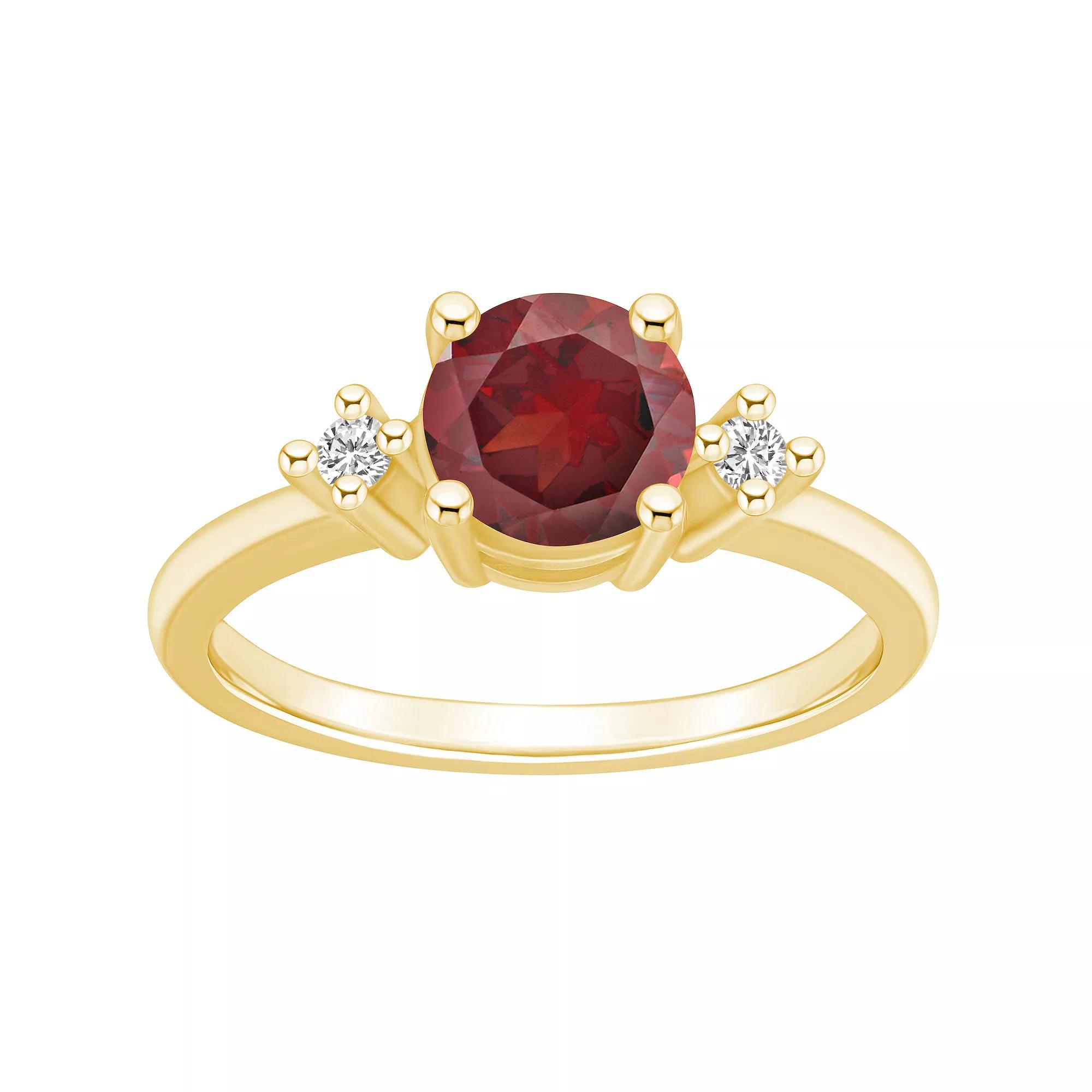 Alyson Layne 14k Gold Round Garnet & Diamond Accent Ring, Womens Product Image