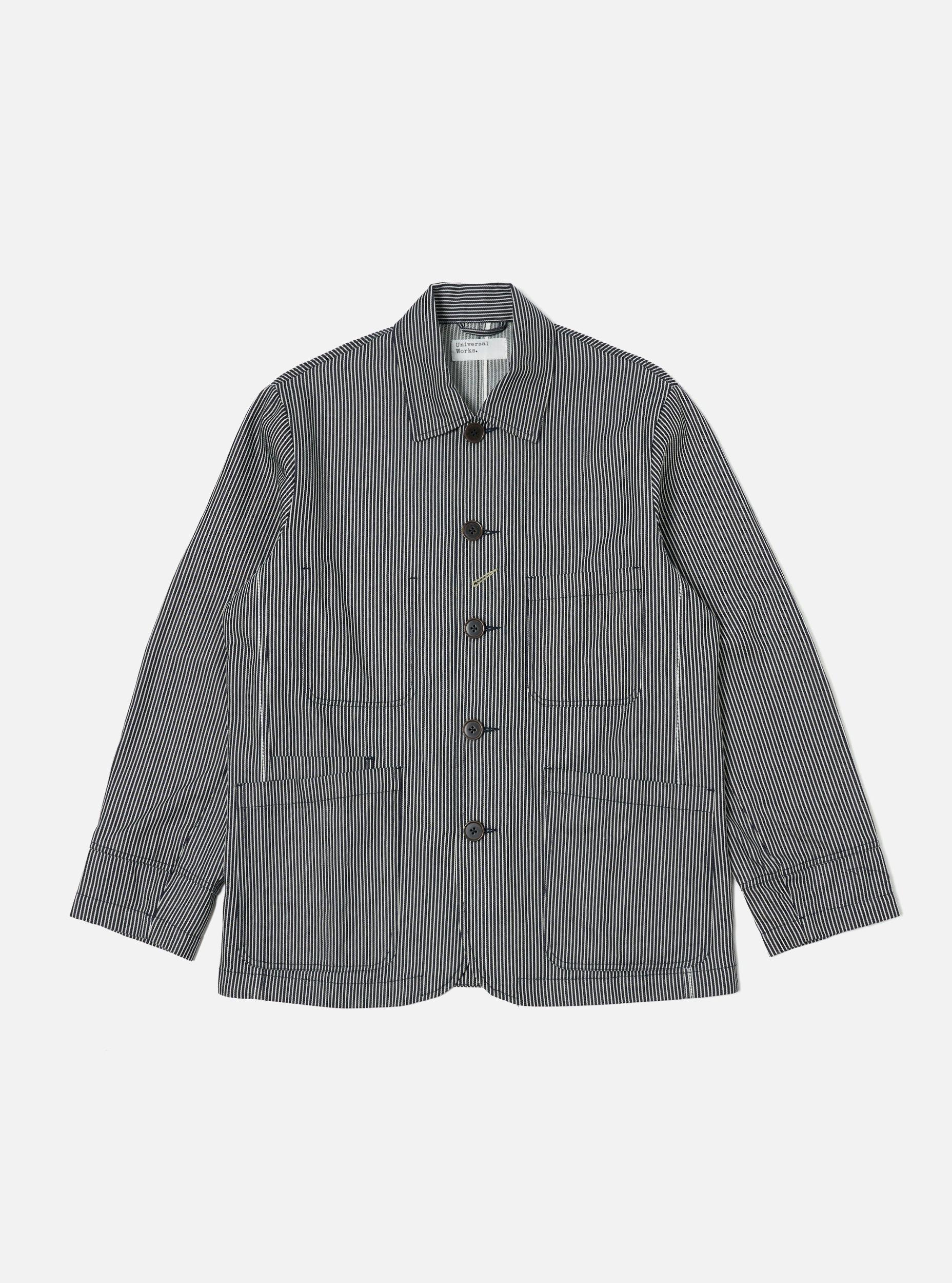 Universal Works Original Bakers Jacket in Indigo Hickory Stripe Denim Product Image