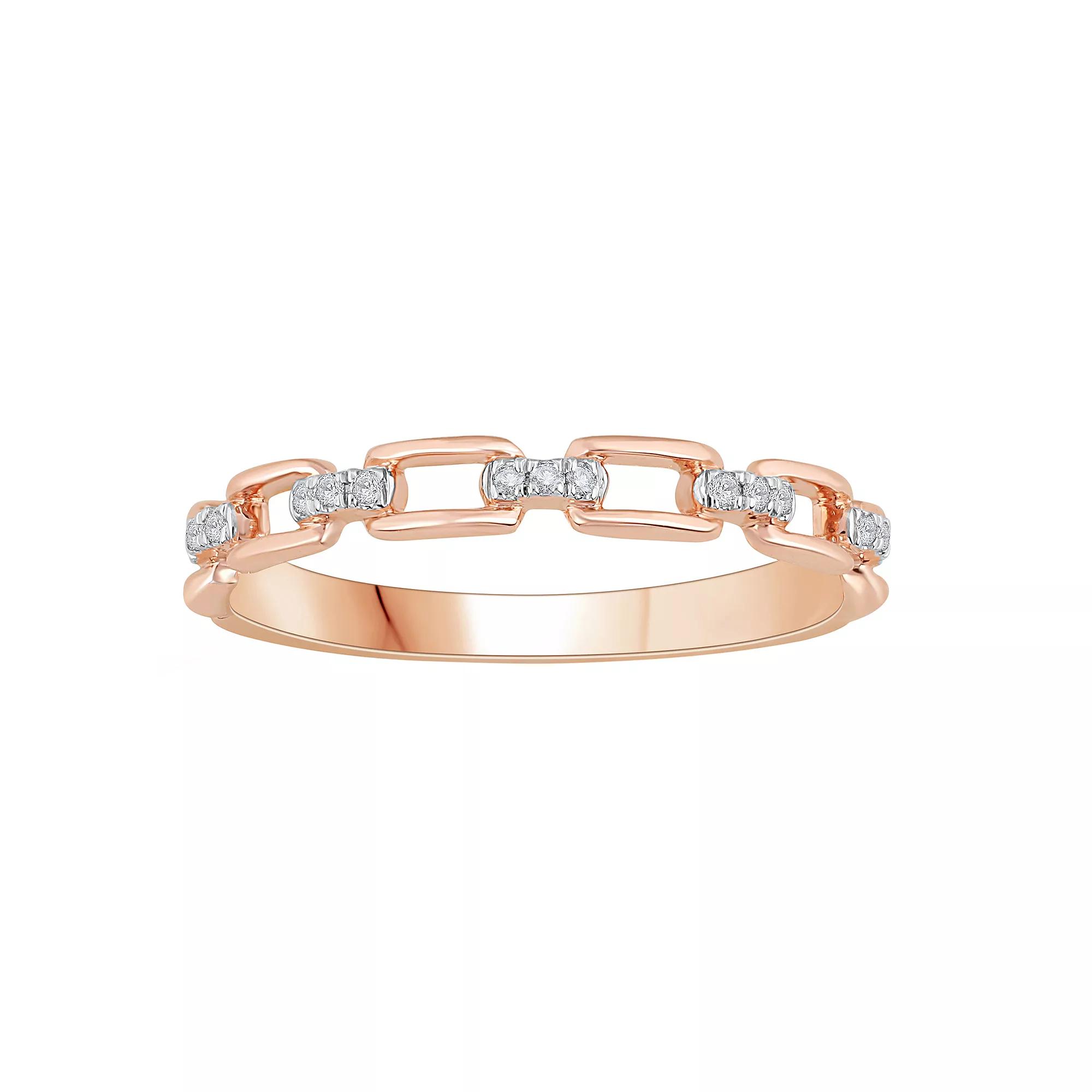 10k Rose Gold Diamond Accent Paper Clip Stackable Ring, Women's, Size: 6 Product Image