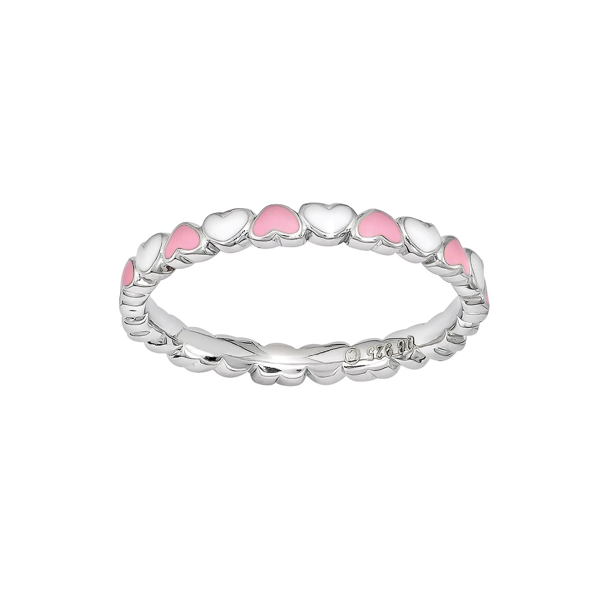 Stacks & Stones Sterling Silver Heart Stack Ring, Women's, Size: 8, Pink Product Image