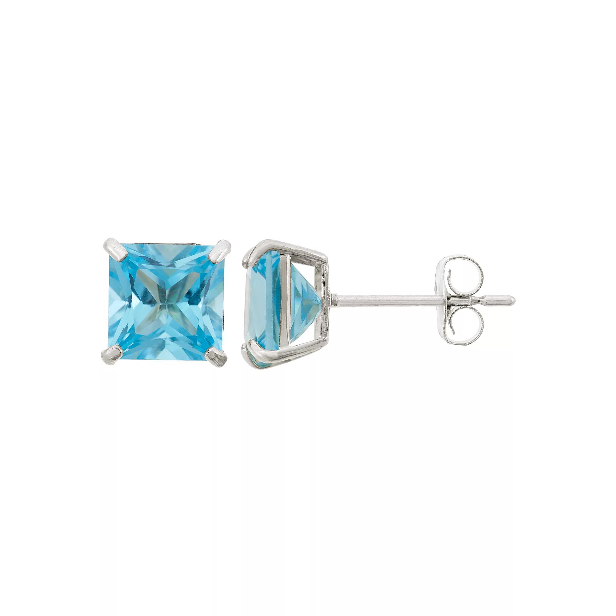 Designs by Gioelli Swiss Blue Topaz 10k White Gold Stud Earrings, Women's Product Image