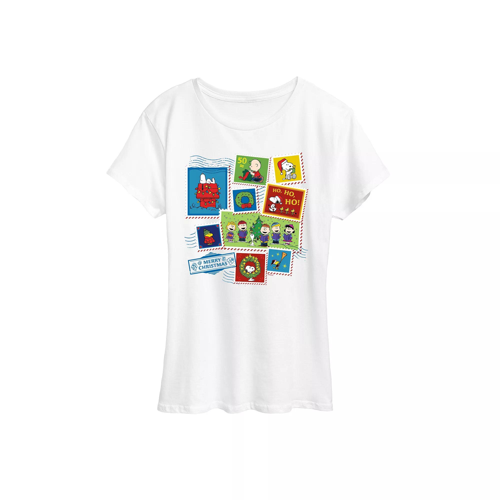 Women's Peanuts Christmas Stamps Graphic Tee,  Product Image