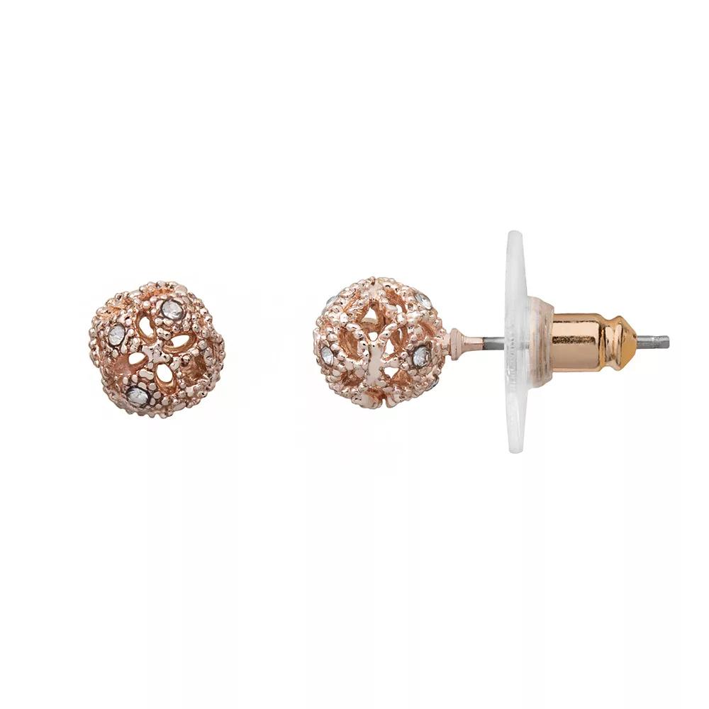 LC Lauren Conrad Openwork Ball Stud Earrings, Women's, Pink Tone Product Image
