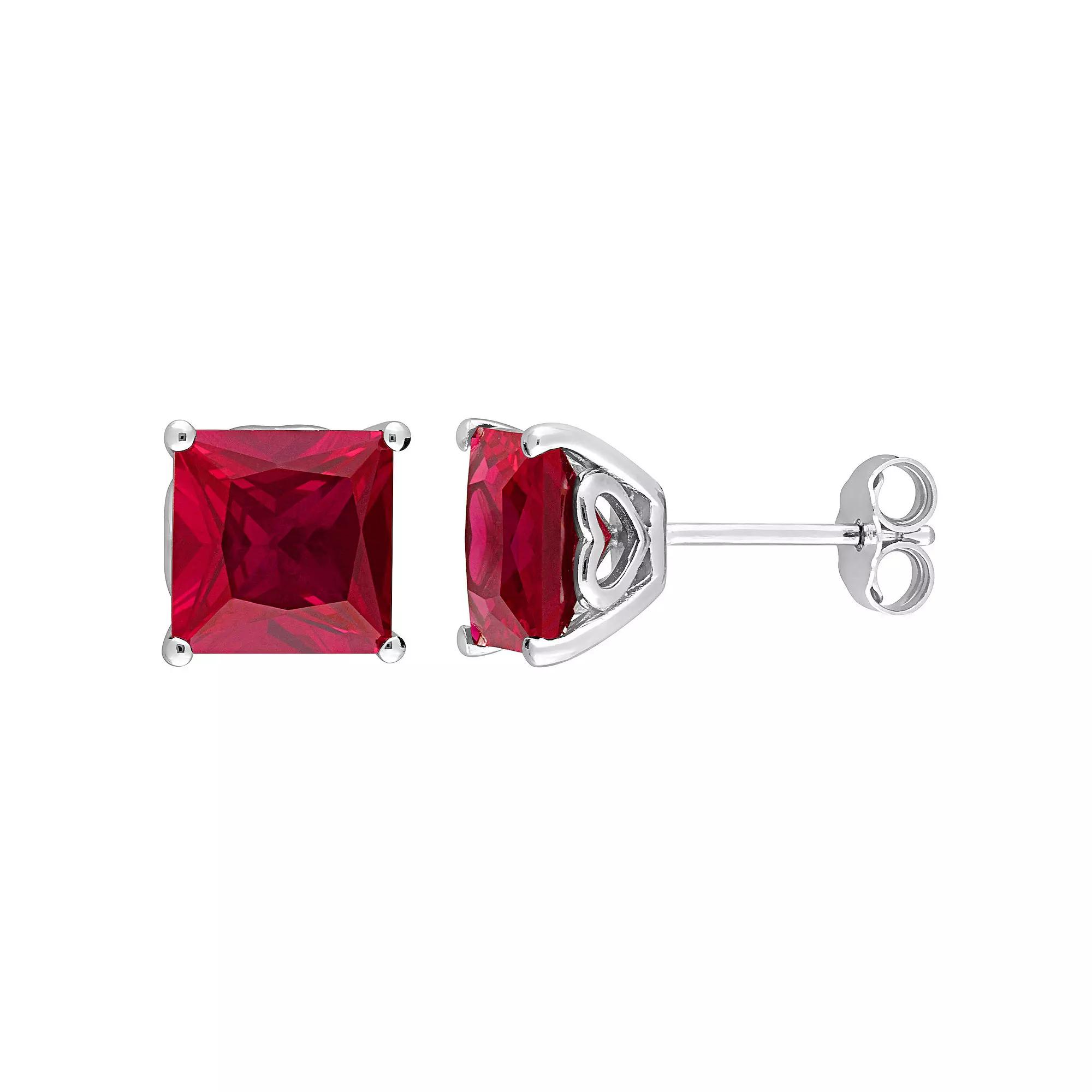 Stella Grace Sterling Silver & Gemstone Stud Earrings, Women's, Created Red Product Image