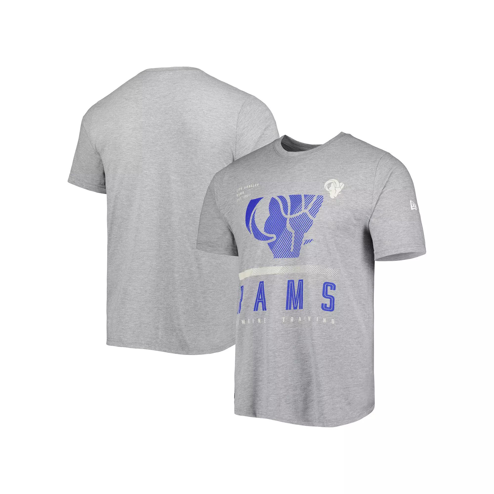 Men's New Era Heathered Gray Los Angeles Rams Combine Authentic Red Zone T-Shirt,  Product Image