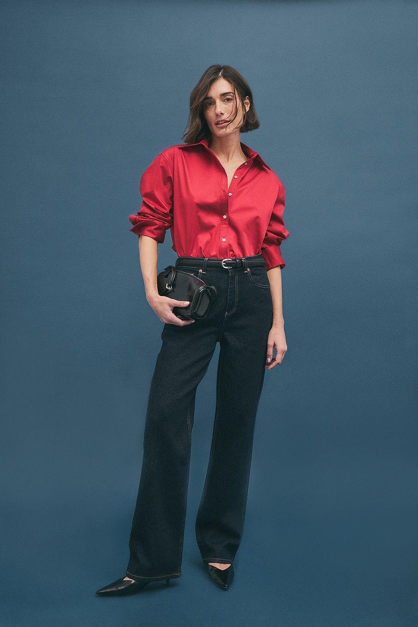 Straight High Waist Jeans Grey Product Image