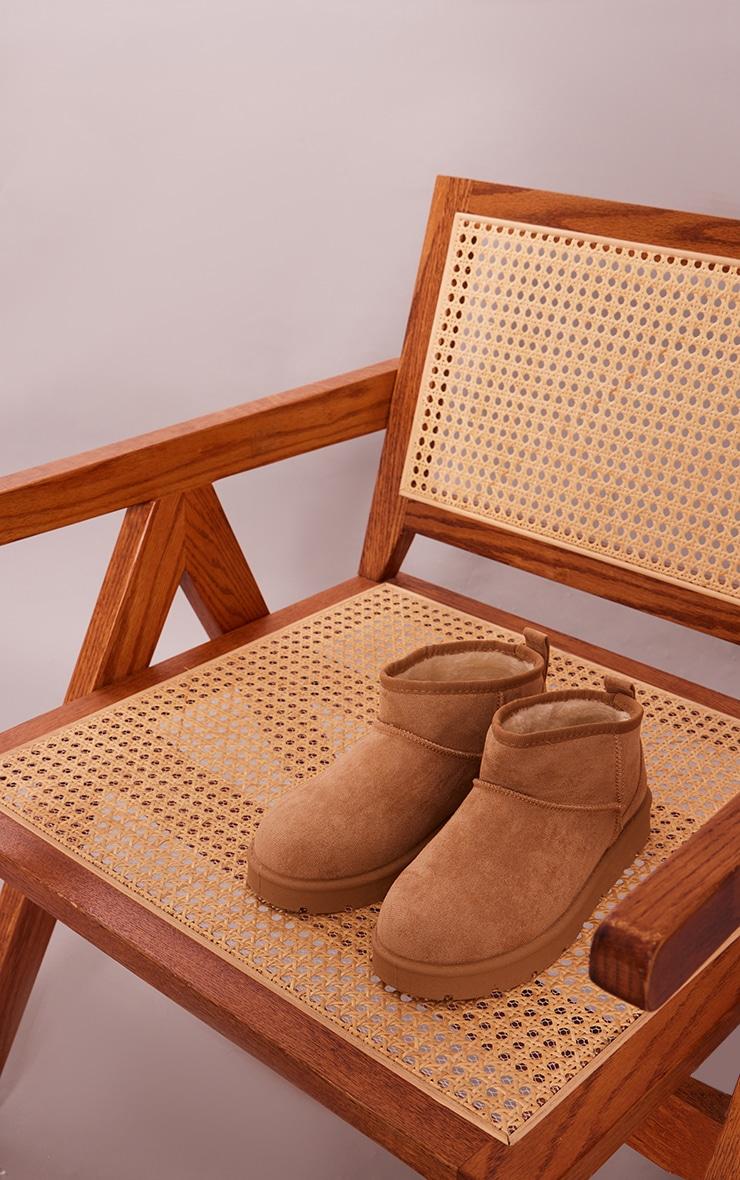 Sand Faux Suede Cleated Mini Ankle Boots Product Image