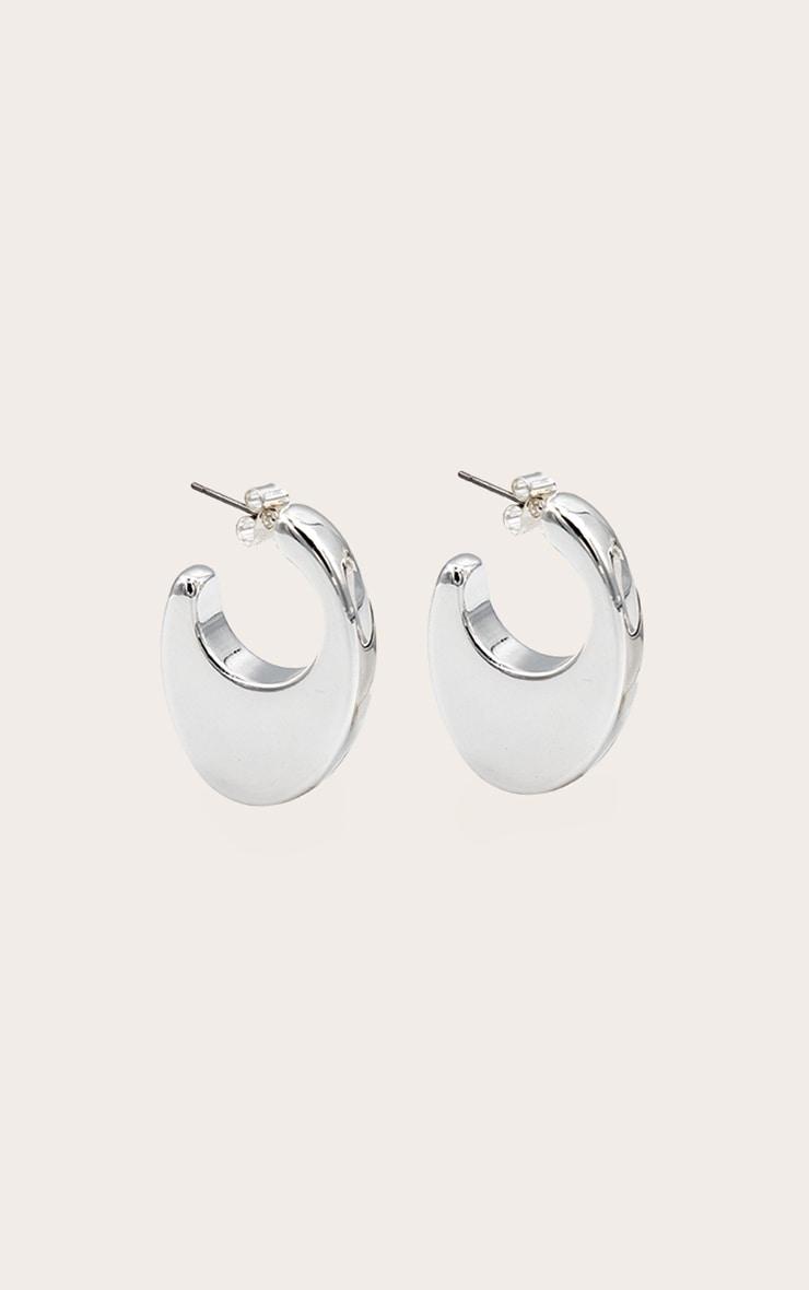 Silver Crescent Chunky Hoop Earrings Product Image