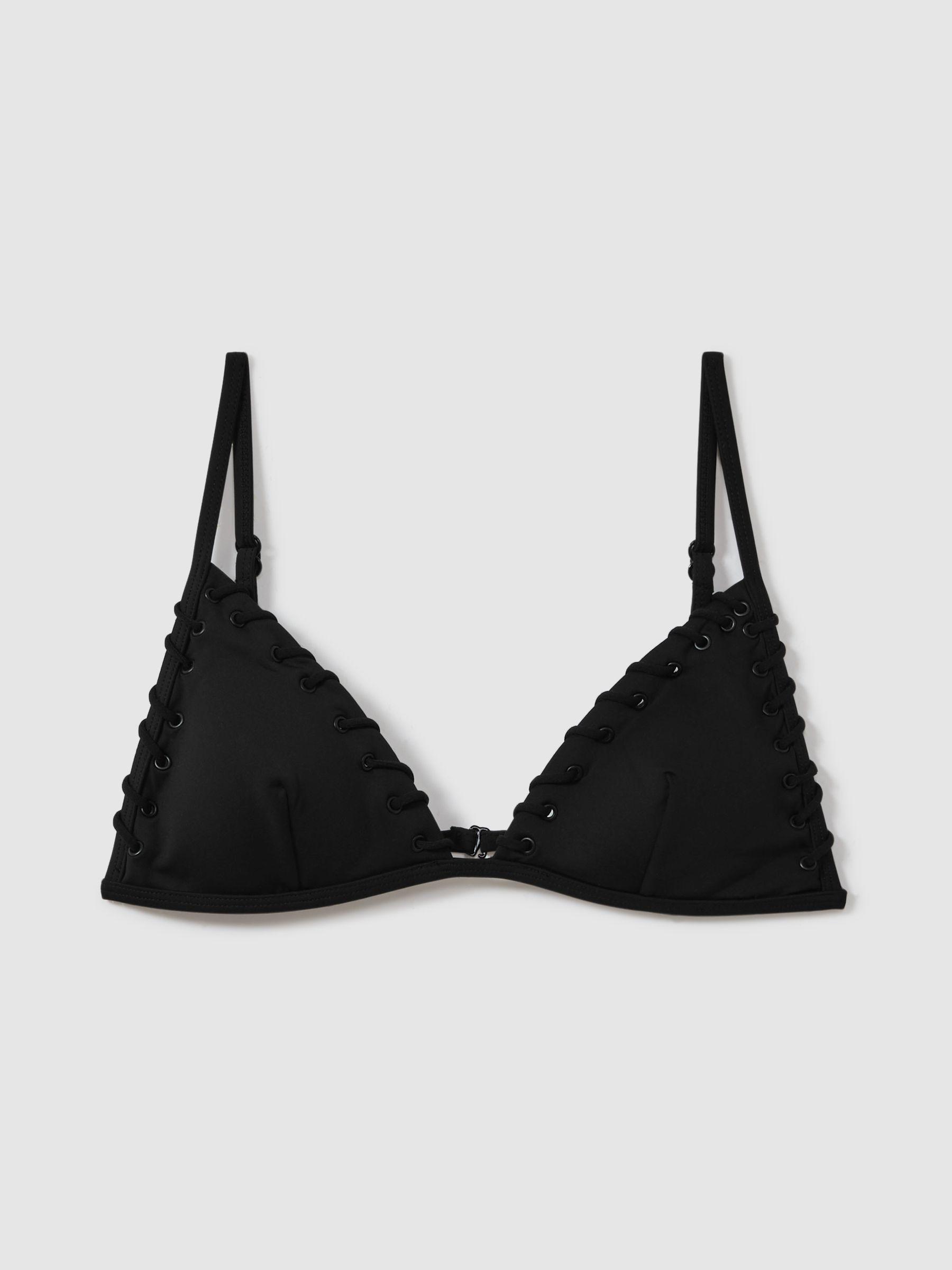 Good American Whip Stitch Triangle Bikini Top in Black Product Image