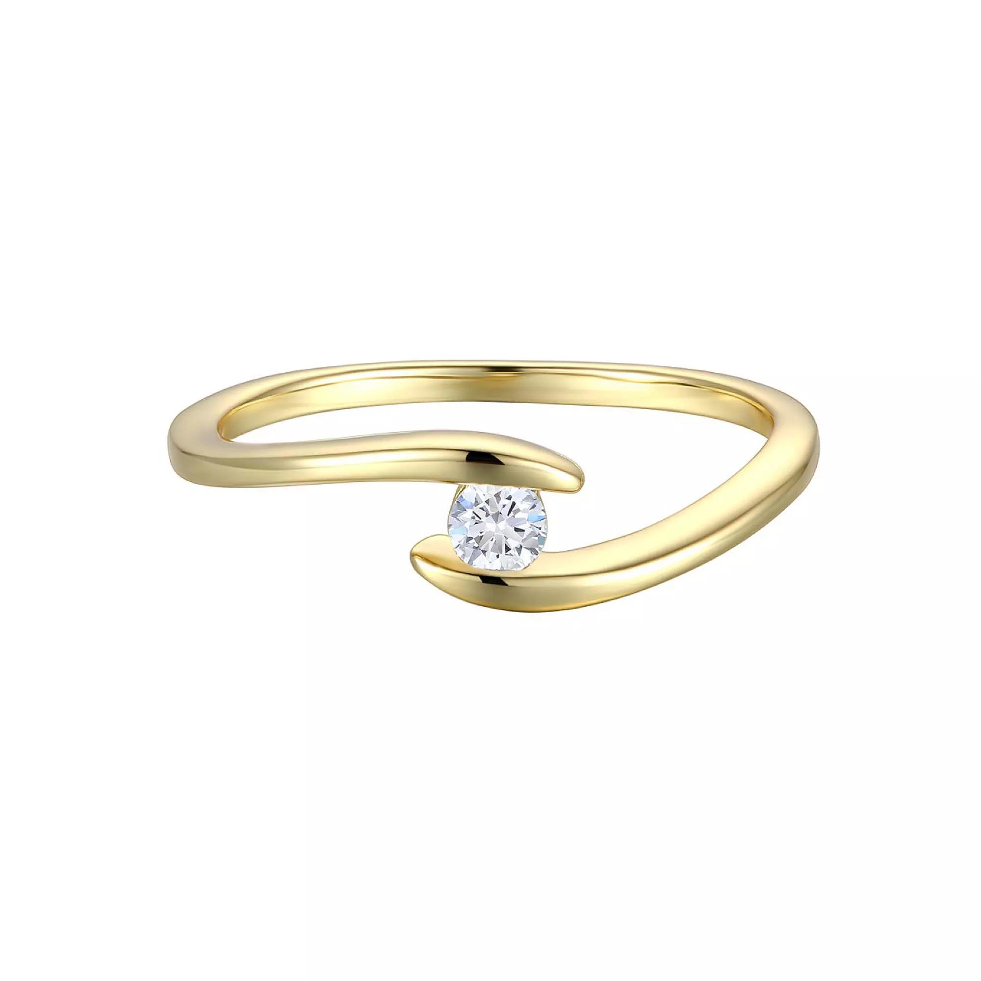 Stella Valentino 14k Yellow Gold Plated with .10 Carat T.W. Lab-Created Moissanite Engagement Ring, Womens Gold Tone Product Image