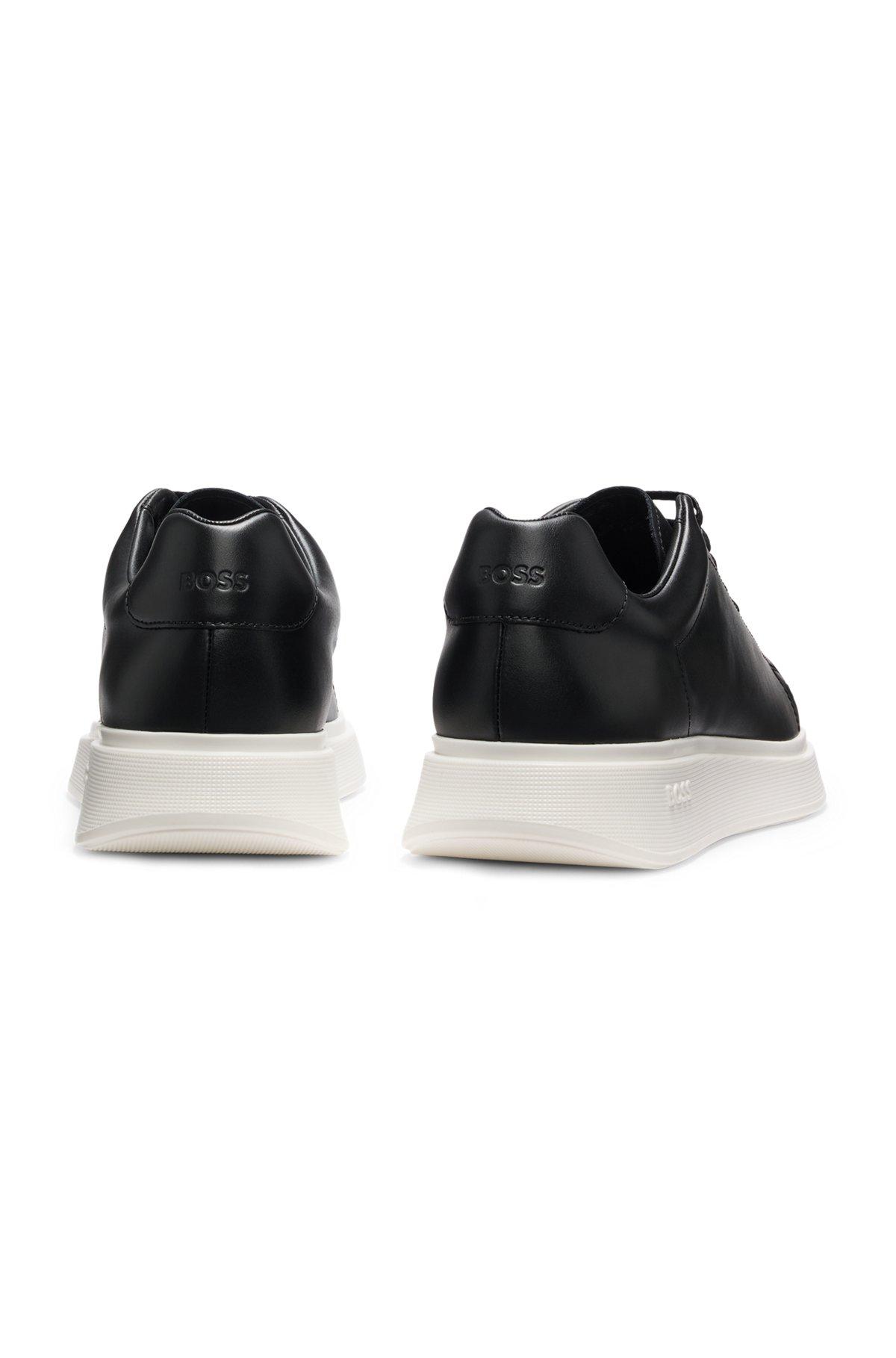 BOSS - Leather trainers with rubber outsole - Black Product Image