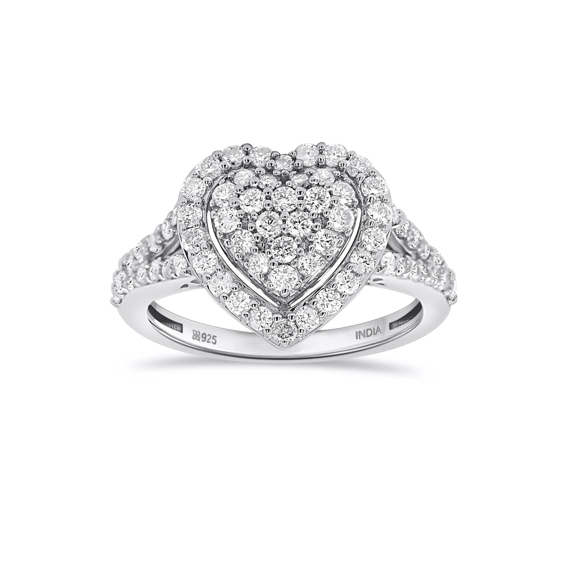 Ethique Sterling Silver 1 Carat T.W. Lab-Grown Diamond Heart Ring, Women's, Size: 8 Product Image