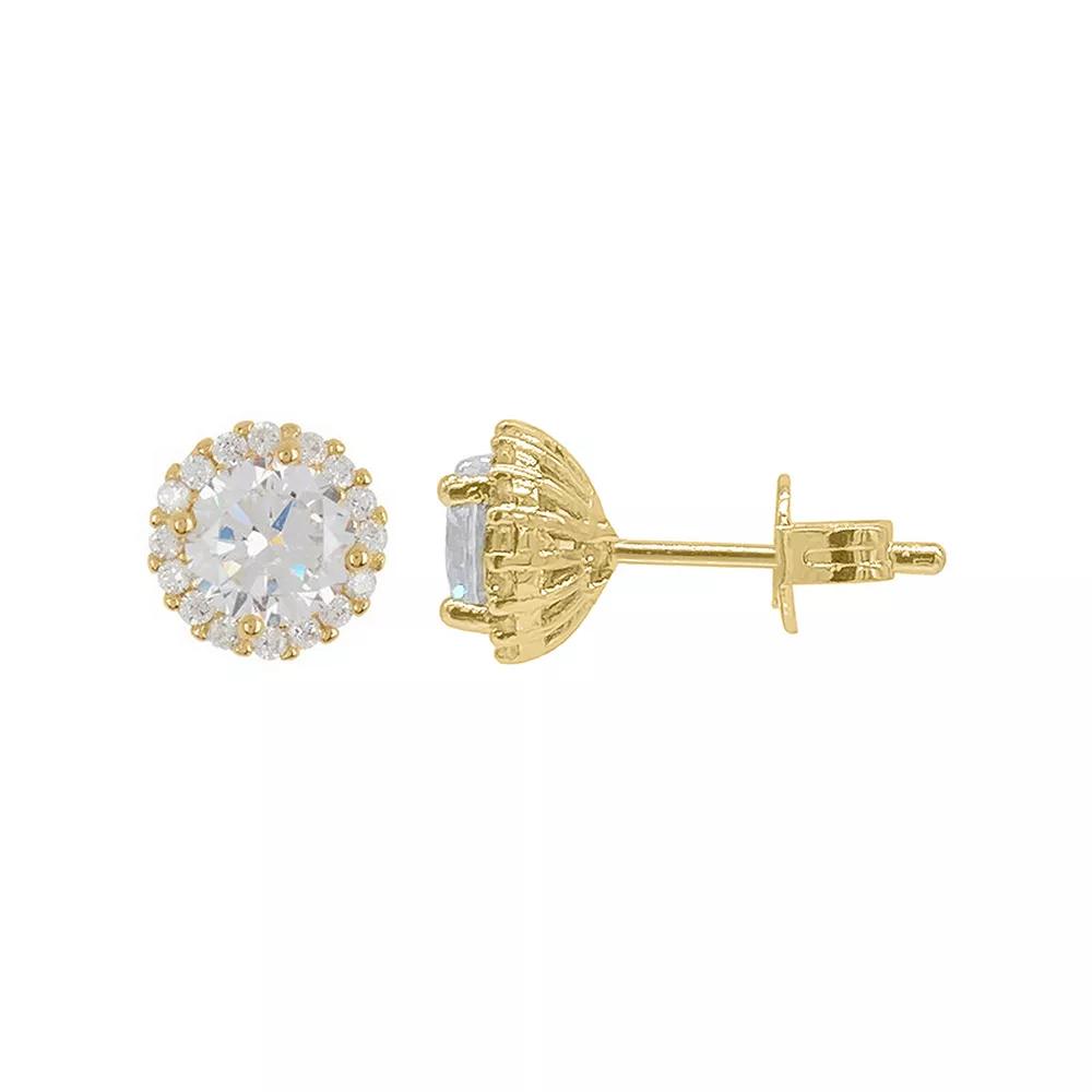 Adornia Gold Tone Cubic Zirconia Halo Stud Earrings, Women's Product Image