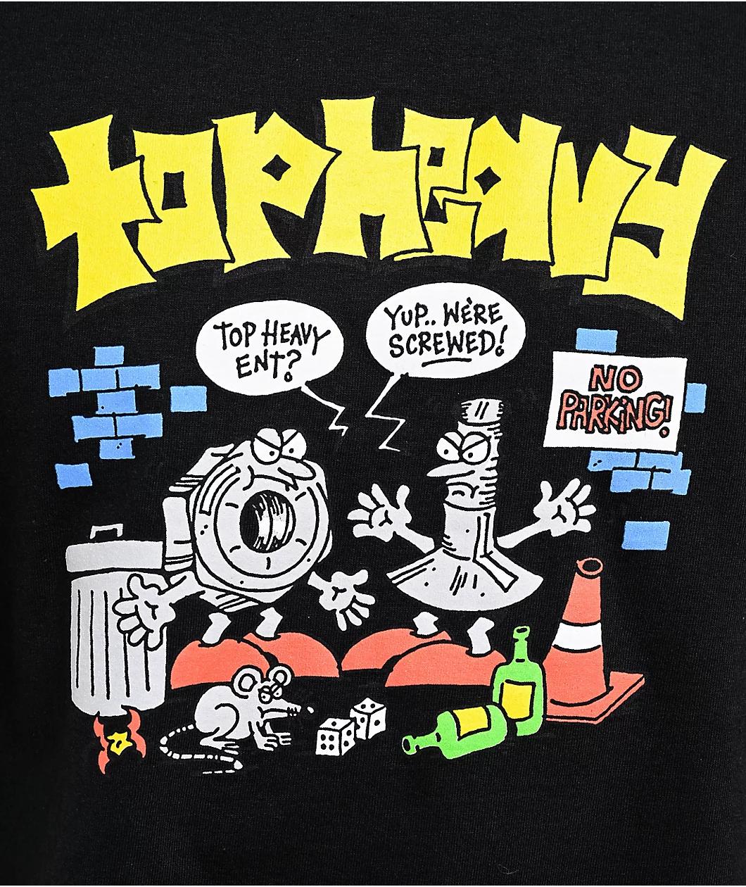 Top Heavy Screwed Black T-Shirt Product Image