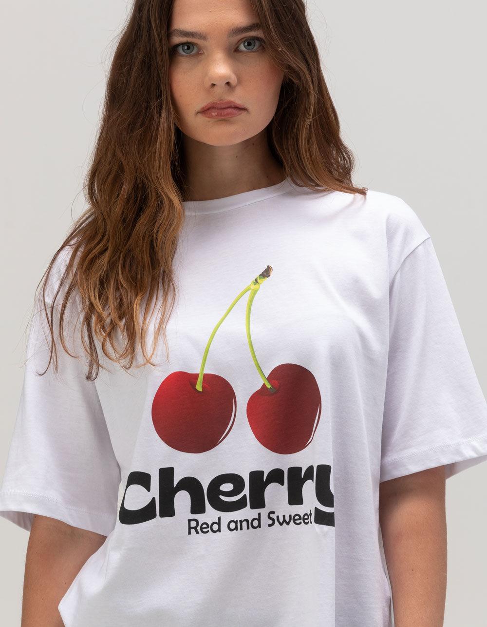 NOISY MAY Millie Cherry Womens Tee - WHITE Product Image