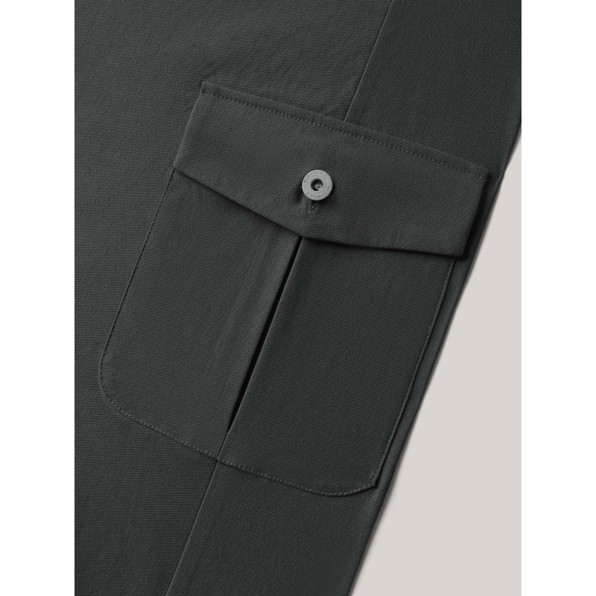 Plus Size Stretchy Functional Pockets Maxi Skirt Women DimGray Casual Low stretch Open pocket with flap Everyday-Casual Skirts BloomChic 14-16/1X Product Image