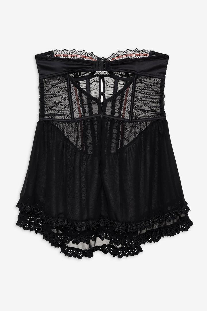 Elena Eyelet Slip Dress — Black Product Image