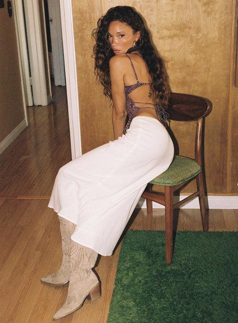 Ermias Linen Blend Midi Skirt White Product Image