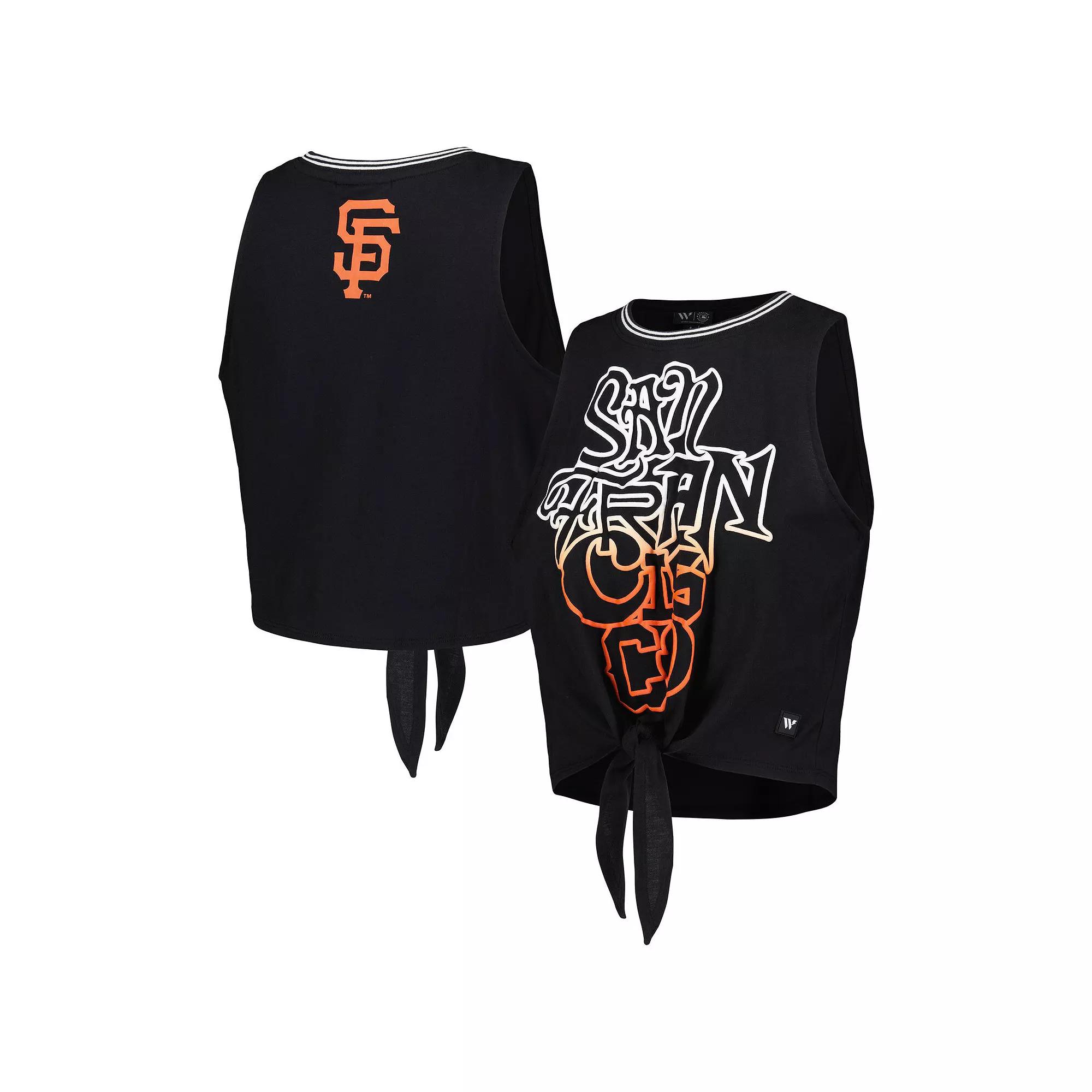 Women's The Wild Collective Black San Francisco Giants Twisted Tie Front Tank Top,  Product Image