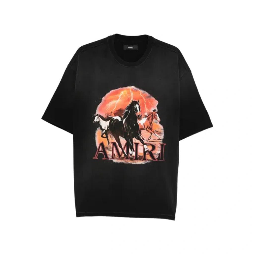 AMIRI Graphic Print Oversized Crewneck T-shirt Shirt In Black Product Image