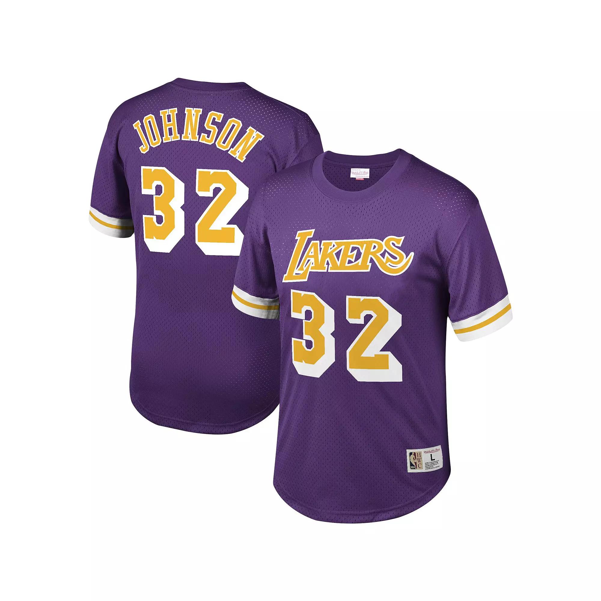 Men's Mitchell & Ness Magic Johnson Purple Los Angeles Lakers Mesh T-Shirt, Size: Small Product Image