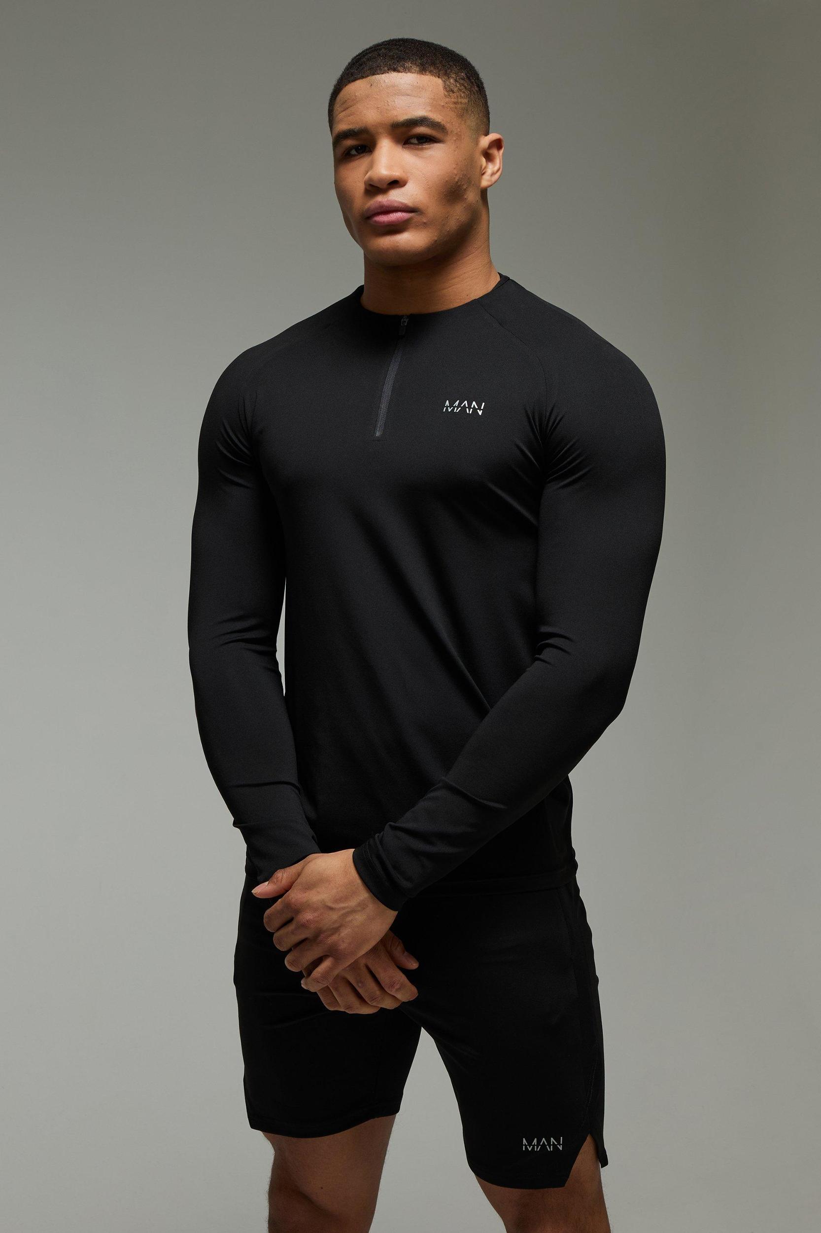 Man Active Crew Neck 1/4 Zip Short Tracksuit | boohooMAN USA Product Image