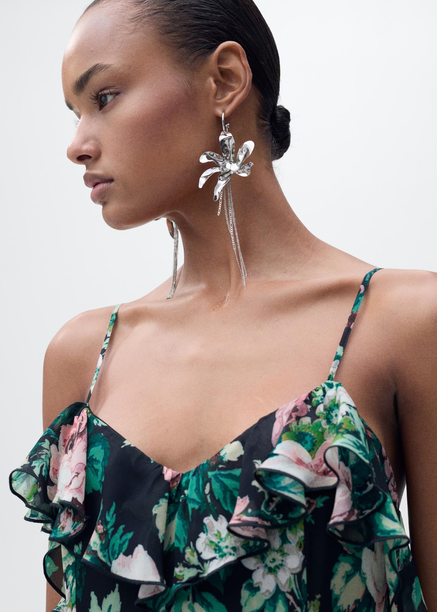 Ruffled floral print dress - Women | MANGO USA Product Image